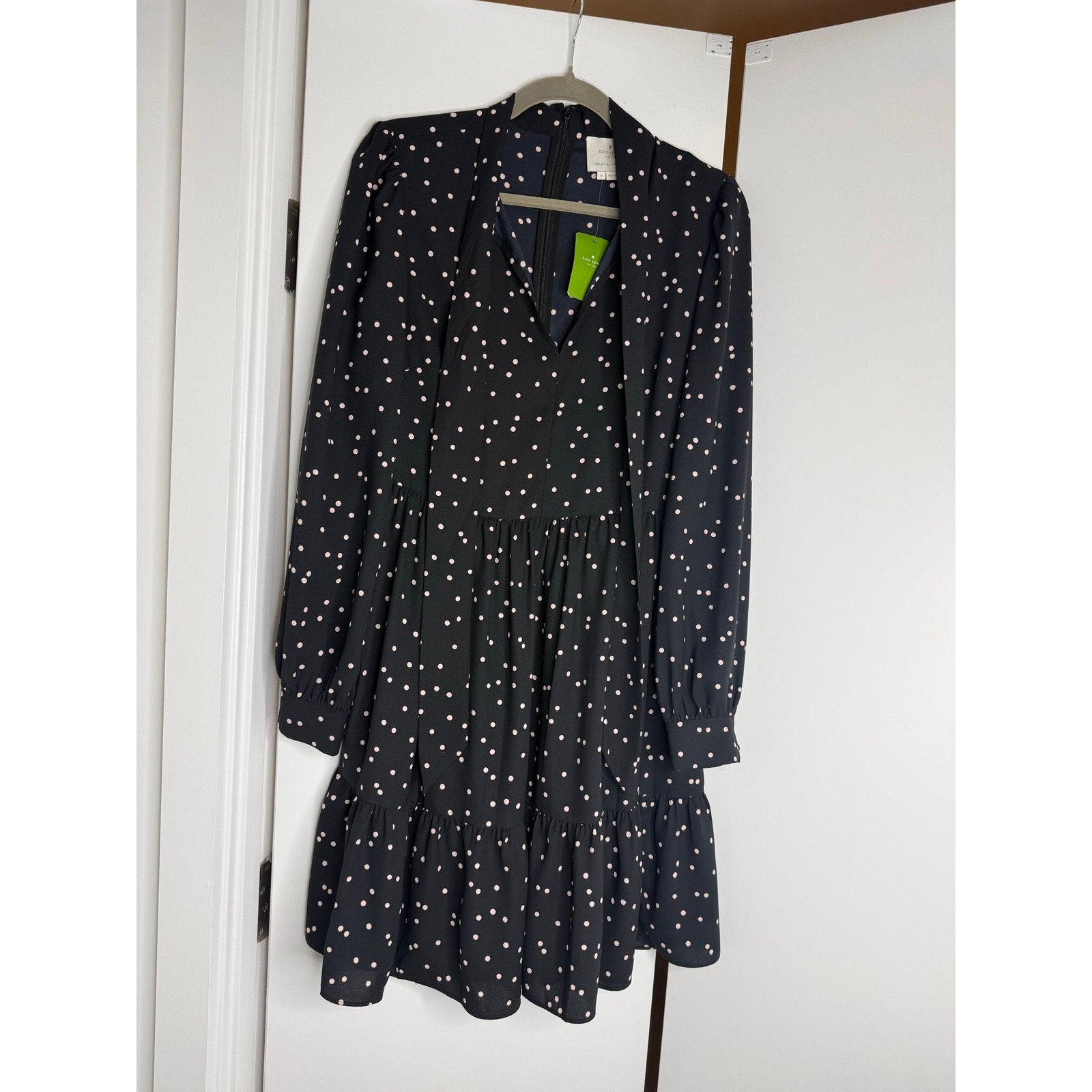 Kate Spade Black Polka Dot Secretary Dress 8 Nwt Quiet Luxury Coquette Girl